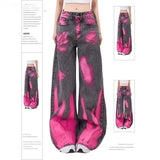 Ouzey 90s Streetwear Streetwear Baggy Jeans Women Creative Graffiti Casual Versatile Wide Leg Pants Y2k Jeans Woman High Waist Hip Hop Denim Trousers