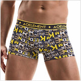 Ouzey 2024 Personality trend boxers, modal print boxers, men's underwear, breathable and comfortable mid-waist pants