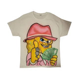 Ouzey 90s Streetwear Summer New Pure Cotton Cartoon Lips Printed Pattern T Shirt Hip Hop Anime Loose Fashion Couple Round Neck Y2K Street Leisure Top