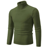 Ouzey 2024 Autumn/Winter Solid Color Polo/Turtle Neck Sweater Men Fashionable Simple Casual Knitted Top Trendy Youth Base Layer Top