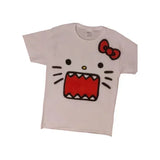 Ouzey 90s Streetwear Summer New Pure Cotton Cartoon Lips Printed Pattern T Shirt Hip Hop Anime Loose Fashion Couple Round Neck Y2K Street Leisure Top