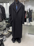 Ouzey Autumn Winter Cool Oversized Long Warm Black Woolen Coat Men Luxury Designer Clothes Wool Blends Overcoat 2025