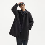 Ouzey Autumn Winter Long Warm Thickened Loose Casual Wool Blends Coat Men Single Breasted Luxury Japanese Style Fashion