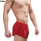 Ouzey Men Underwear Ice Silk Boxer Shorts Cueca Solid Transparent Arrow Pants Breathable Mid-Rise U Convex Pouch Underpants M-XXL