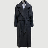 Ouzey Spring Winter Oversized Extra Long Warm Grey Wool Blends Coat Men Sashes Luxury Elegant Chic Woolen Overcoat 2025