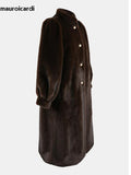 Ouzey Winter Long Thick Warm Soft Fluffy Brown Faux Mink Fur Coat Women Puff Sleeve Elegant Luxury Furry Overcoat 2025