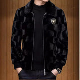 Ouzey 2024 New Men's Overcoat Jacket Faux Fur Jacket Haining Leather Loose Fit Winter Style Coat Ruffed Fur