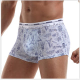 Ouzey 2024 Personality trend boxers, modal print boxers, men's underwear, breathable and comfortable mid-waist pants