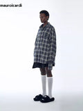 Ouzey Spring Oversized Plaid Shirt Men Long Sleeve Mens Designer Clothes High Quality Shirts for Men 2025 Runway Fashion