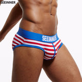 Ouzey Men Underwear Briefs Cotton Striped  Men Briefs Slips Cueca Masculina Male Panties Calcinha  Underwear