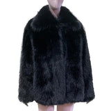 Ouzey Winter Oversized Soft Thickened Warm Black Hairy Shaggy Faux Fur Coat Women Turn-down Collar Fluffy Jacket Cardigan