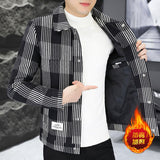 Ouzey 2024 Autumn and Winter New Polo Collar Plaid Vintage Upscale Cotton Thickened Coat Men's Casual Versatile Top Jacket M-4XL