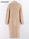 Ouzey Autumn Winter Long Oversized Thick Warm Fluffy Khaki Faux Fur Coat Women Pockets Loose Casual Korean Fashion 2025