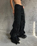 Ouzey dandys world Y2K New Trend Men's Gothic Hip Hop Retro Hollow Design Oversize Loose Jeans Harajuku Fashion Wide Legs Wide Pants Street Wear