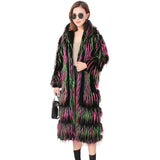 Ouzey Winter Long Colorful Thick Warm Hairy Shaggy Faux Fur Coat Women Stand Collar Elegant Luxury Designer Clothes 2025