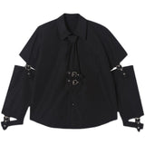 Ouzey Punk Metal Tie Long Sleeve Shirt