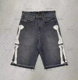 Ouzey 2025 Summer Denim Shorts Hip Hop Y2K Men Women Goth Letter Print Retro Blue Denim Shorts Street Wear