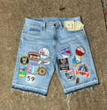 Ouzey 2000s American Street Embroidery High Waist Washed Oversized Denim Shorts Harajuku Retro Trendy Brand Jeans Men Goth Punk Shorts