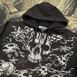 Ouzey Dark gothic punk skull letter print design oversized hoodie men's y2k baggy hip hop street zipper cardigan 2025 new sweatshirts