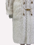 Ouzey Spring Winter Long Soft Thick Warm Fluffy Faux Fur Coat Women with Hood Horn Button Preppy Style Fuzzy Overcoat 2025