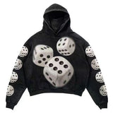 Ouzey Skull American style outer sweatshirt autumn and winter men and women printed loose casual new long-sleeved hooded sweatshirt