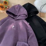 Ouzey Suede heavyweight stiff hooded sweatshirt men's American high street oversize couple trendy brand spring and autumn style tops