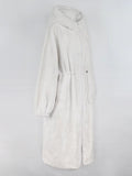 Ouzey Winter Long Oversized Windproof Thick Warm White Faux Fur Coat Women with Hood Zip Up Loose Casual Korean Fashion