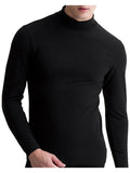 Ouzey - Mens High Collar Thermal Plain Shirts Warm Tee Tops Underwear Slim Fit T ShirtsA