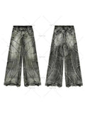 Ouzey New Style Trousers Embroidered Oversized Jeans Men High Street Hip Hop Y2k tops Straight Wide Leg Pants Women men clothing