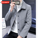 Ouzey 2024 Autumn and Winter Woolen Jacket Men's Fashion Solid Color Casual Business Windbreaker Thickened Warm Street Wear Coat