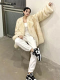 Ouzey Spring Winter Loose Casual Thick Warm Soft Hairy Shaggy Faux Fur Coat Women Luxury Fluffy Jacket Furry Cardigan 2025