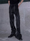 Ouzey Spring Autumn Cool Black Pencil Pants Men with Many Zippers Luxury Designer Clothing Trousers White Runway Fashion