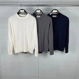 Ouzey TB Tom Autumn/Winter New Round Neck Wide Bar Sweater Men Women's Casual Fashionable Comfortable Long Sleeve Wool