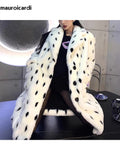 Ouzey Autumn Winter Long Oversized Thick Warm Fluffy Colorful Faux Fur Coat Women Pockets Loose Casual Korean Fashion 2025