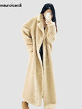 Ouzey Winter Long Soft Oversized Khaki Thick Warm Fluffy Fuzzy Faux Fur Coat Women Sashes Loose Casual Korean Fashion 2025