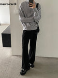 Ouzey Spring Autumn  Black Soft Flare Pants for Mens High Waist Streetwear Men Fashion Loose Casual Modest Trousers 2025