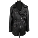 Ouzey Spring Autumn Black Soft Pu Leather Moto & Biker Jacket Women with Zipper Loose Cool Handsome European Fashion 2025