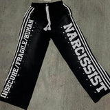 Ouzey 90s Streetwear New Gothic Letter Patchwork Tracksuit Men Y2k Hip Hop Retro Sequin Striped Clothes Sweatpants T Shirt Two Piece Set Streetwear