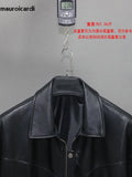 Ouzey Spring Oversized Waterproof Black Pu Leather jacket Men with Raglan Long Sleeve Zipper Loose Casual Clothes 2025