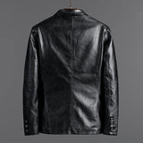 Ouzey 2024 Autumn/Winter Men's Korean Style Slim Fit Leather Jacket Casual Business Suit Jacket Fashionable Motorcycle Leather Clip