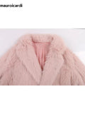 Ouzey Spring Winter Long Oversized Pink Hairy Thick Warm Soft Faux Fox Fur Coat Women Sashes Loose Korean Fashion 2025