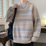 Ouzey Sweater men's autumn and winter new thickened warm striped bottoming sweater trendy brand lazy wind sweater jacket men clothing