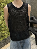 Ouzey Sleeveless Waistcoat Hollow-out Vest High-end Men's Niche Design Base Casual Summer New Knitted Short-sleeved Top