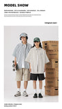 Ouzey Japanese Niche Striped Short-sleeved Shirt Boys Summer New Lapel Loose Casual Overcoat Men's Shirt