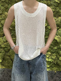 Ouzey Sleeveless Waistcoat Hollow-out Vest High-end Men's Niche Design Base Casual Summer New Knitted Short-sleeved Top