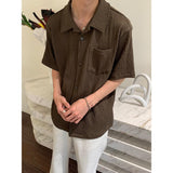 Ouzey Niche Cuban Tige Wrinkled Short-sleeved Shirt Men's 2024 Summer New Style Lazy Casual All-match Shirt Coat Top