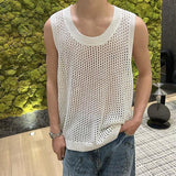 Ouzey Sleeveless Waistcoat Hollow-out Vest High-end Men's Niche Design Base Casual Summer New Knitted Short-sleeved Top