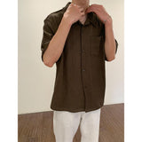 Ouzey Niche Cuban Tige Wrinkled Short-sleeved Shirt Men's 2024 Summer New Style Lazy Casual All-match Shirt Coat Top