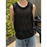 Ouzey Sleeveless Waistcoat Hollow-out Vest High-end Men's Niche Design Base Casual Summer New Knitted Short-sleeved Top