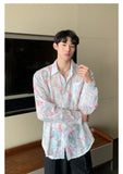 Ouzey 90s Streetwear Niche Design Sense Floral Shirt Men's 2024 Summer New Fashionable Casual Loose Long-sleeved Sun-protective Jacket